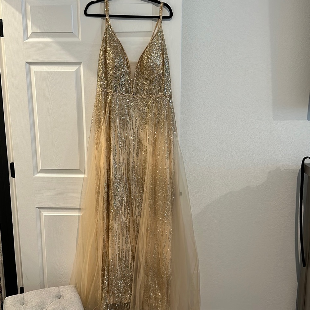 Gold Glitter and Rhinestones Dress